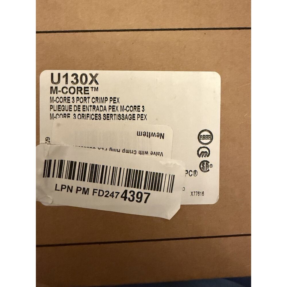 Moen U130X M-CORE 3 Port 1/2" Crimp Ring PEX Connection Valve
